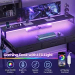 55" Gaming Desk with 6 Drawers, Corner Gaming Desk with Storage & LED Lights, Reversible PC Desk with Power Outlet,,