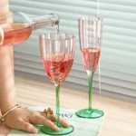 Retro Color Gradient Flower-shaped Goblet Glass Red Wine Glass Crystal Glass French Elegant Antique Cup Light luxury Cup