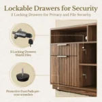 4 Drawer File Cabinet, Fluted Wood Lateral Filing Cabinet with Lock and Charging Station for Home Office, Printer, Customized