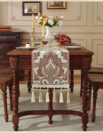 French Vintage Chenille Table Runner Roman Holiday Embroidery Dinning Table Decor Waterproof Christmas Decorative Tablecloth