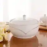 Ceramic Soup Pot Nordic Phnom Penh White Round 2.6L Large Bowl with Lid Cooking Utensils Household Kitchen Supplies