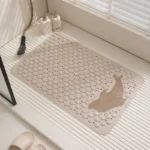 Washable bath mat with non-slip PVC surface in a modern bathroom