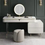 Goldoma Modern Vanity Table with Mirror and Stool – close-up detail