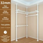 Freestanding coat rack with hooks holding jackets and bags in an entryway, adjustable design with sturdy steel frame