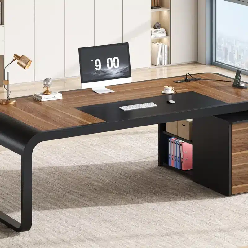 70.9" Executive Desk, Large Computer Desk with Drawers and Lateral File Cabinet, Office Desk with Removable, Customized