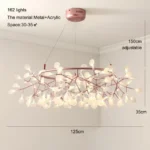 Nordic Chandelier Art Hanging living Room Chandelier Modern Restaurant Kitchen Firefly Lamp Rose Gold/Black Branch Round