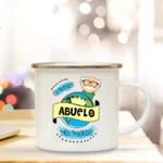 Best Grandfather & Grandmother In The World French Print Enamel Mugs Drink Milk Coffee Cup Camping Mug Gift for Abuelo