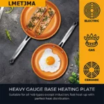 Goldoma nonstick frying pan with ceramic titanium coating on a stove