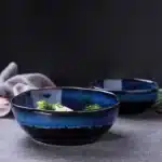 1 Pcs Bone China Bowl Tableware Blue Janpan Rice Soup Dinner Service Retro Ceramic Dinnerware Restaurant Home Kitchen