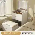 Compact LED Makeup Vanity Desk with Stool and Mirror – close-up detail
