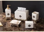 Vintage Court Metallic Ceramic Lotion Bottle Toothbrush Holder Mouthwash Cup Soap Dish Bathroom Accessories Household