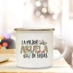 Best Grandfather & Grandmother In The World French Print Enamel Mugs Drink Milk Coffee Cup Camping Mug Gift for Abuelo