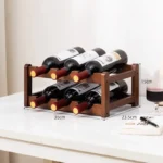 Wine Bottle Display Stand, 4 Tier Wooden Free Standing Wine Rack, Retro Minimalist Wine Storage Organizer Shelves for Home Decor - Image 7