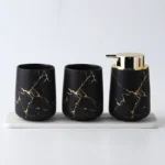 Matte Gold Ceramics Bathroom Set Decor Soap Dispenser Toothbrush Holder cup Soap Dish tray Mouthwash Cup bathroom Washing