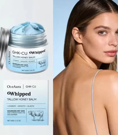 Copper Peptides GHK Cu Beef Tallow Balm with Manuka Honey Deep Moisturizer for Mature Dry Sensitive Skin Face and Body Care