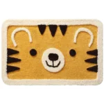 Non slip bathroom rug with frog and bear flocking design on bathroom floor