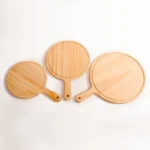 6 to 13inch Wooden Round Pizza board with Hand Pizza Baking Tray Stone Cutting Board Platter Pizza Stone Cake Bakeware - Image 3