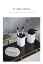 Nordic Ceramic Bathroom Lotion Bottle Press Hand Sanitizer Bottle Mouthwash Cup Toothbrush Holder Black Liquid Soap