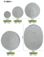 Rope Woven Thermal Insulation Placemat, Home Kitchen Cotton Meal Mat, Dining Table Decor, Cup Coaster, Pot Pad, Europe,