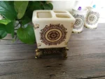 Bathroom Accessories Vintage Flower Ceramic Toothbrush Holder Bathroom Couple Toothbrush Toothpaste Storage Holder Bathroom