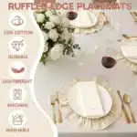 4PCS Cloth Napkins Round Placemat 100% Cotton Vintage Wedding Table Decoration Reusable for Kitchen Dinning Christmas Table