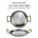 304 stainless steel Spanish seafood rice pot Commercial crayfish plate Flat bottom stewed rice pot Double ear frying pan