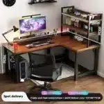 47 in Computer Desk with Drawer, Storage Cabinet Shelve, L Shape Home Office Reversible Study Table, Wood Executive Writing