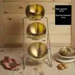 Stainless Steel Oblique mouthed Sauce golden Bowl rack Hot Pot Buffet Seasoning basket Jar dish Container Salad Spherical
