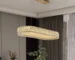Luxury crystal chandelier illuminating a modern living room with sparkling light