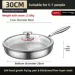 Uncoated 22-32cm frying pan, metal stainless steel frying pan, steak frying pan – in a cozy room setting