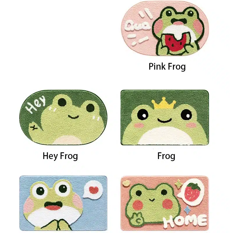 40*60cm Bath Mat Cute Pink Cartoon Frog Bathroom Carpet Bathtub Entrance Waterproof Slip-resistant Foot Mats Toilet Shower