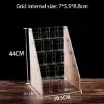 Wood Acrylic Pen Holder with Price Slot Stationery Storage Rack Brush Case Organizer Supermarket Display Stand Cosmetic