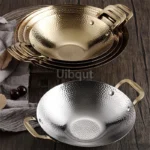 Double Ear Bar Cauldron Commercial round bottom pot Small Hot Pots Thickened creative stainless steel dry pot Pot cub Golden - Image 24