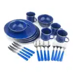 Camping Enamel Tableware Set: Plates, Bowls, Mugs High Quality 24 piece Enamel Tableware Set 24-Piece Enamel Tableware Set
