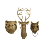 Wall Decoration Resin Imitation Copper Animal Deer Head Wall Storage Hook Wall Hanging Indoor Fireplace Office Decor