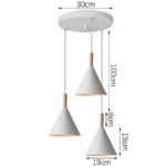 Modern Minimalist E27 Pendant Lights Bar Cafe Restaurant Home Decor Wood Aluminum Hanging Lamp 3-Heads White Lighting