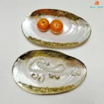 Natural Shell Tray With Golden Metal Edge Mother of Pearl Restaurant Serving Plate Dish Bowl Jewelry Holder Photography