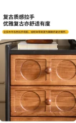 Goldoma ash wood dressing table with mirror and six drawers in a bedroom setting