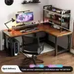 47 in Computer Desk with Drawer, Storage Cabinet Shelve, L Shape Home Office Reversible Study Table, Wood Executive Writing