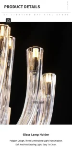 Art Deco Design Elegant Lighting Fixture Luxury Crystal Chandelier Hanging Geometric Hollow Glass Chandelier Ceiling Light