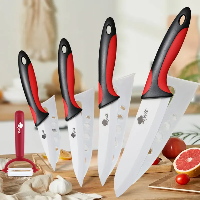 Ceramic Knife Set Household Utility Fruit Kitchen Knife Chef Knife for Paring Vegetable Tomato Rustproof White Blade with