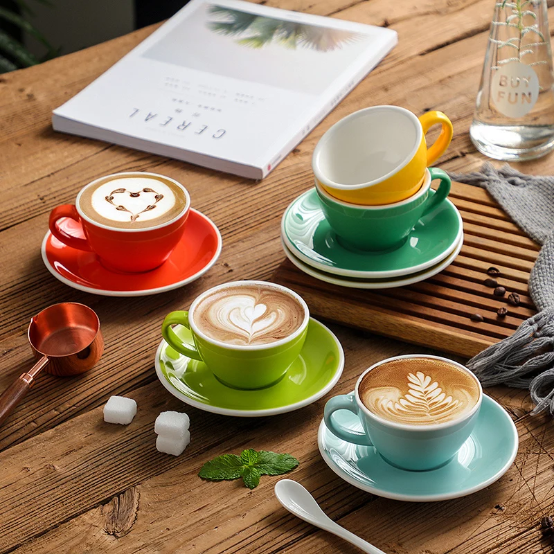 Creative Color 150ml Espresso Cup with Saucer Home Dessert Plate Tea Cup Couple Mug Gift Office Mug Creative Color 150ml Espresso Cup with Saucer Home Dessert Plate Tea Cup Couple Mug Gift Office Mug Tabletop Decoration
