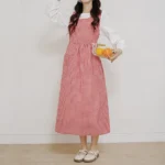 Korean Fresh Cotton Plaid Apron Side Slit Tie Gardening Vintage Apron Flower Shop Coffee Shop Restaurant Baking Apron