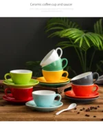 Creative Color 150ml Espresso Cup with Saucer Home Dessert Plate Tea Cup Couple Mug Gift Office Mug Tabletop Decoration