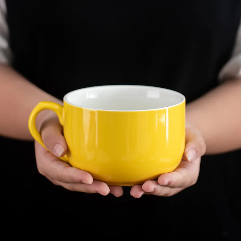 750ml Large Capacity Ceramic Milk Coffee Mug With Spoon Breakfast Oatmeal Milk Tea Ceramic Cup Instant Noodles Bowl For Gifts
