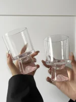 Pink Mountain Glass Cup Creative High Foot Drink Cup Coffee Cup Sweet Cone Cup Wine Cup Elegant Sensation Unique Small Batch