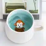 Creative Ceramic Coffee Mug with Lid and Spoon Cute Cartoon Three-dimensional Kawaii Animal Milk Cup Couple Gift Water Cup