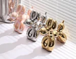 Vilead Ceramic Plating Balloon Dog Orange Figurines Animal Statue Handmade Sculpture Gold Sliver Modern Living Room Desk