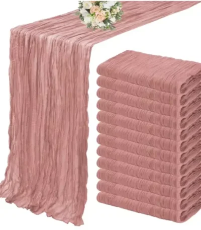 10pcs/set 90*300CM Cheese Cloth Gauze Table Runner Rustic Wedding Table Decor Boho Wedding Reception Christmas Table Runners