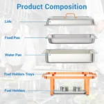 4 6 Packs Chafing Dishes for Buffet Stainless Steel Chafers and Buffet Warmers Sets, Rectangle Catering Food Warmers for Kitchen - Image 10